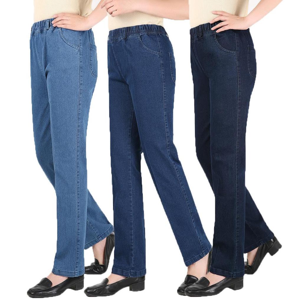 Spring 2025 Women's Plus Size Stretch Denim Jeans: Loose Fit, Middle-Aged Skinny Style