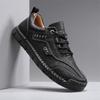 British Style Mens Casual Leather Outdoor Shoes Fashion Lace-up Single Leather Board Shoes  Soft Bottom Walking Shoe
