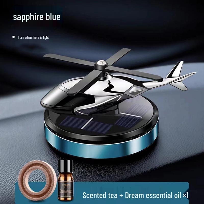 Solar-Powered Rotating Helicopter Car Air Freshener with Light Sensor