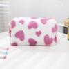 Cute Plush Cosmetic Bag Colored Love Pattern Makeup Organizer Storage Pouch Travel Portable Zipper Makeup Bag Large Pencil Case