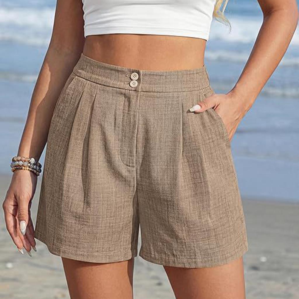 Women's Shorts Casual Summer  Color Drawstring Beach Loose Pocket Shorts
