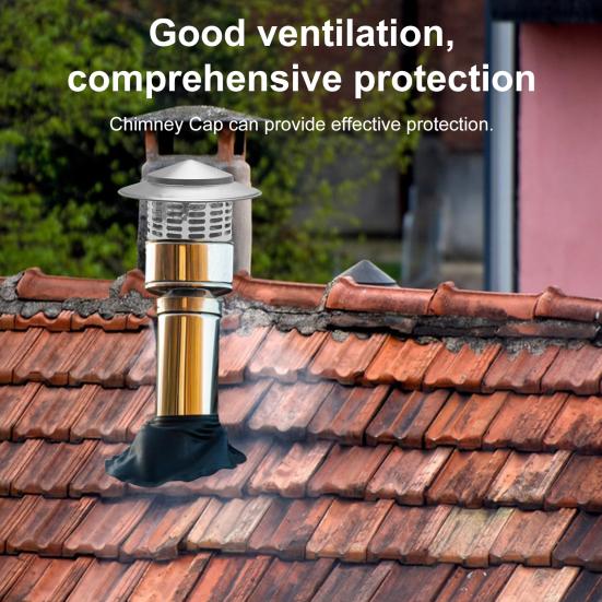 Round Chimneys Cover with Mesh Screen Tapered Top Metal Chimneys Cover Weather-proof