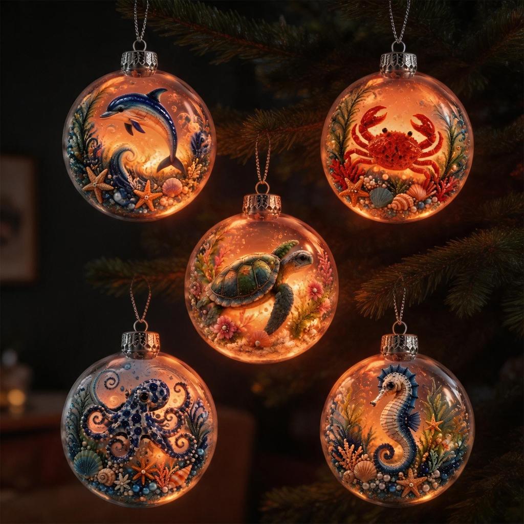 Themed Lighted Christmas Tree Ball Ornaments for Holiday Decorations