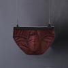 Men Panties Breathable Mesh Elastic Mid Waist Color Block No Trace Inside Wearing Large Size Ice Silk Sexy Male Underwear Briefs for Daily Life