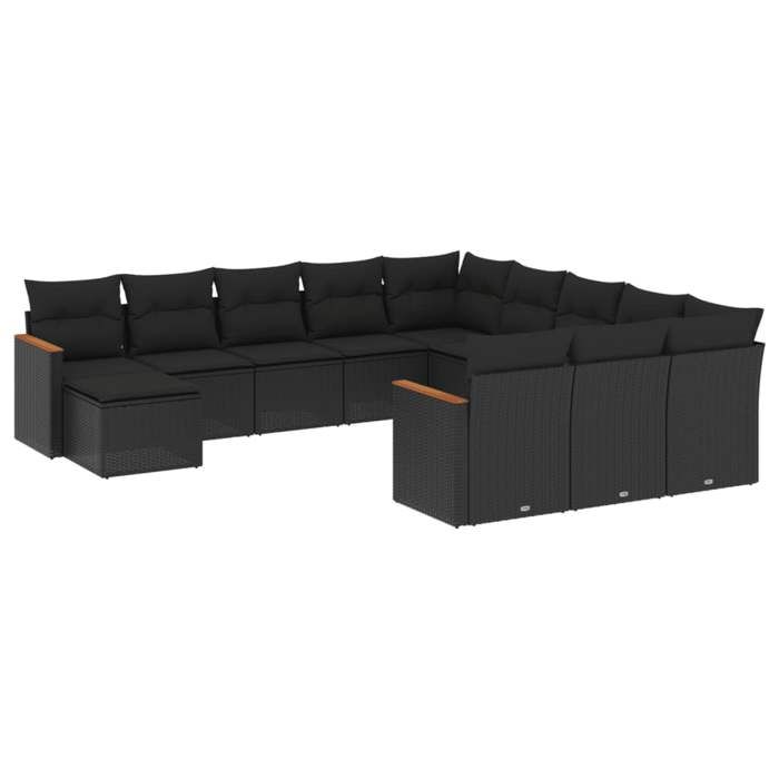VidaXL Garden Lounge Set with Cushions 12 Pcs, Patio Sofas, Patio Furniture Set, Outdoor Furniture, Black 3226580