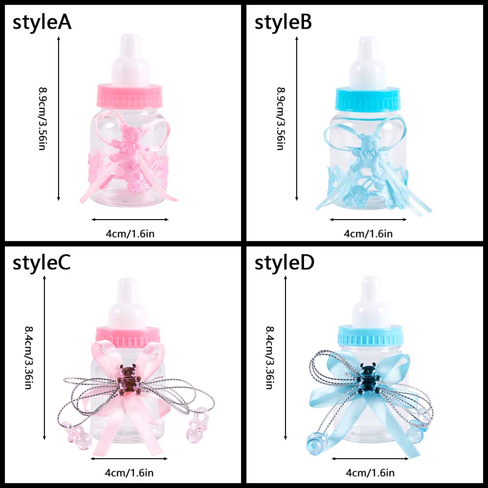 6/12pcs Plastic Feeder Bottle Blue Pink Baby Bottle Candy Box Christening Gender Reveal Baby Shower Birthday Party Gifts favors