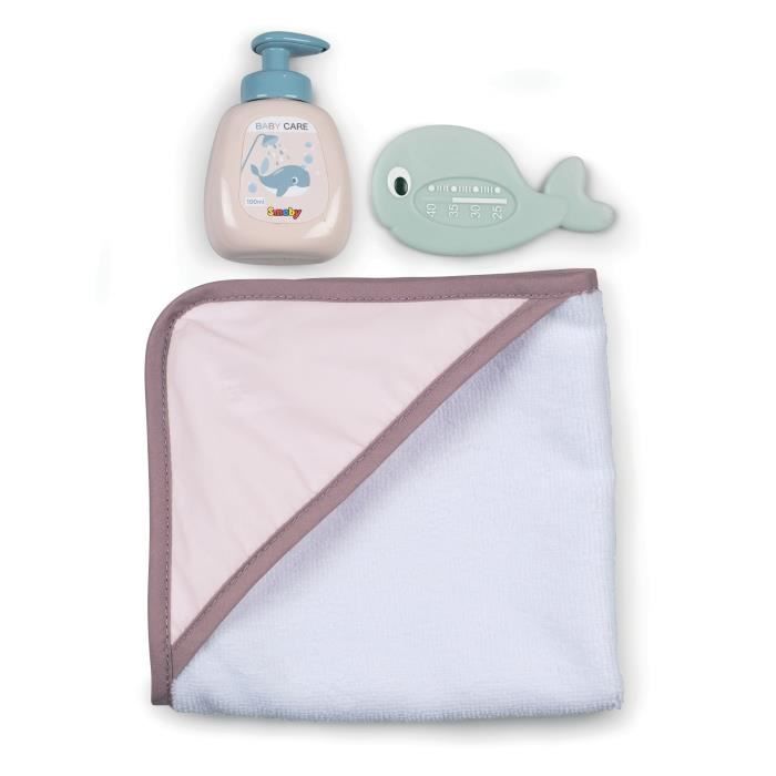 Baignoire balnéo pour poupon jusqu'à 42 cm - smoby baby nurse - jets d'eau et bulles - lumières led - fabriqué en france