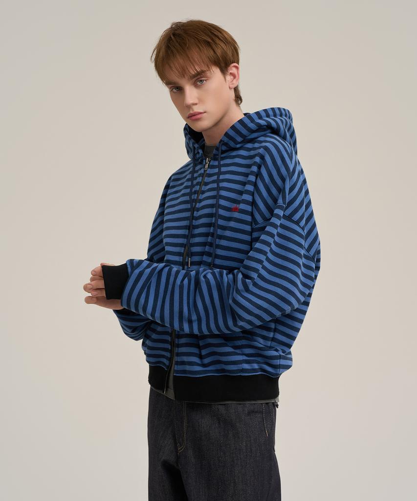 Supersub Haengsiki Striped Zip-Up Hoodie - Blue