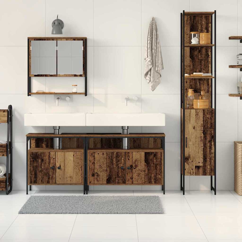 Bathroom Furniture Set with Shelf 4 pcs Reclaimed Wood Wood Based Material