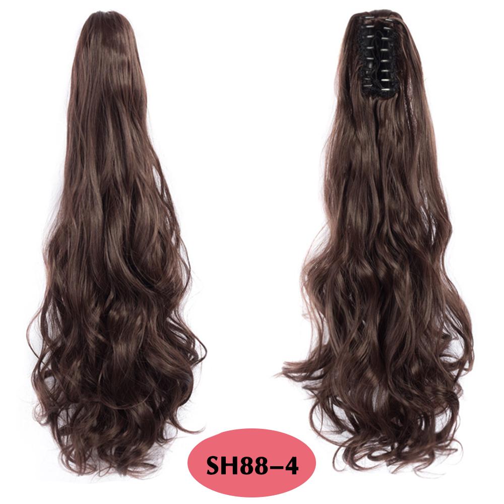 

LISI HAIR синтетические 24-дюймовые длинные вьющиеся волнистые накладные волосы на клипсе-конском хвосте в универсальном черном коричневом цвете для женщин 60cm