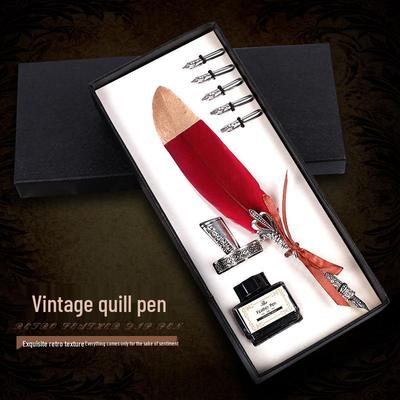 Európska Retro Sada Pier s Perom na Kaligrafiu: Šikmé hrotové perá s držiakom a gravírovaním na atrament