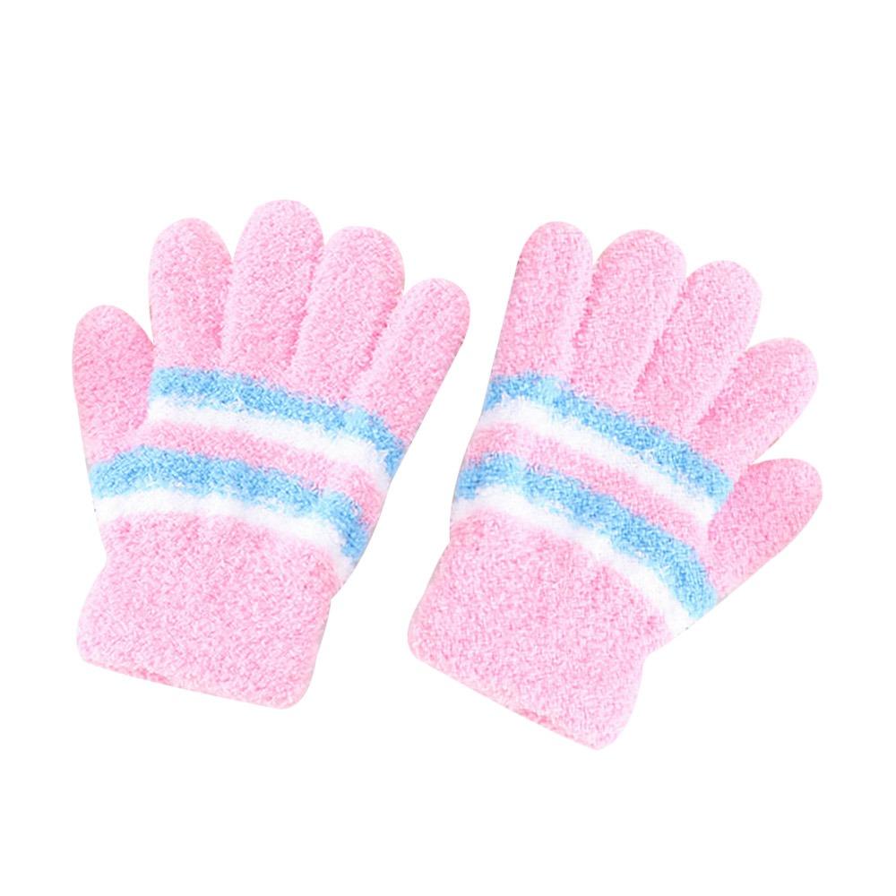 Cute Warm Kids Winter Gloves Windproof Full Finger Children Mittens Elastic Candy Color Baby Gloves for 6-9 Years Old Outdoor