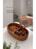 Cuenco de Frutas de Nogal Japonés con Compartimentos para Frutas Secas y Snacks