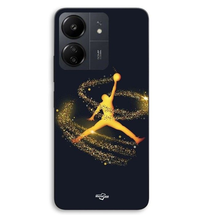 Coque Pour Xiaomi Redmi 13C 4g Jordan logo poudre filante dorée Maniacase