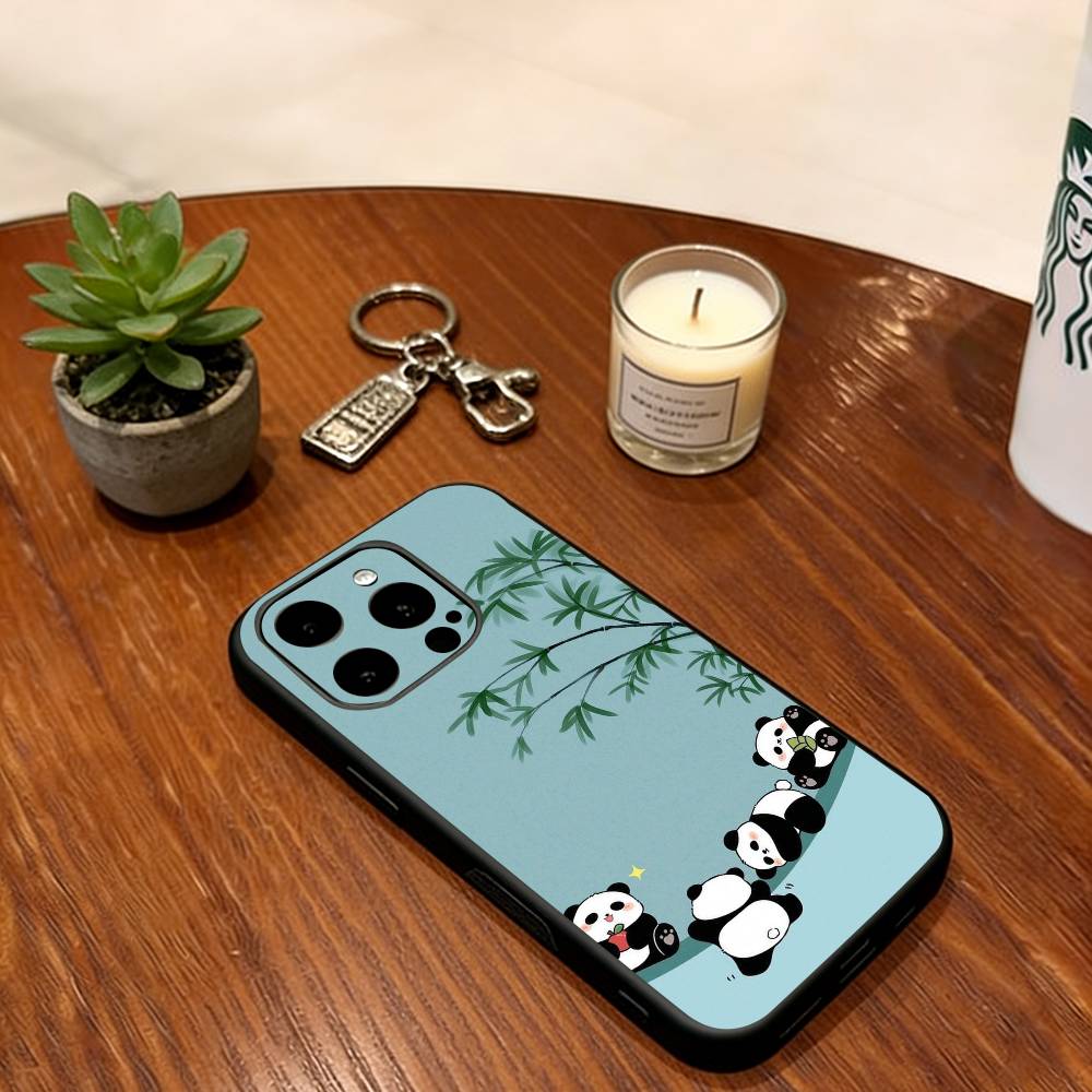Baby Panda Phone Case For iPhone 17, 16,15,14,13,12,11 Plus,Pro Max, Others Soft Black Cover