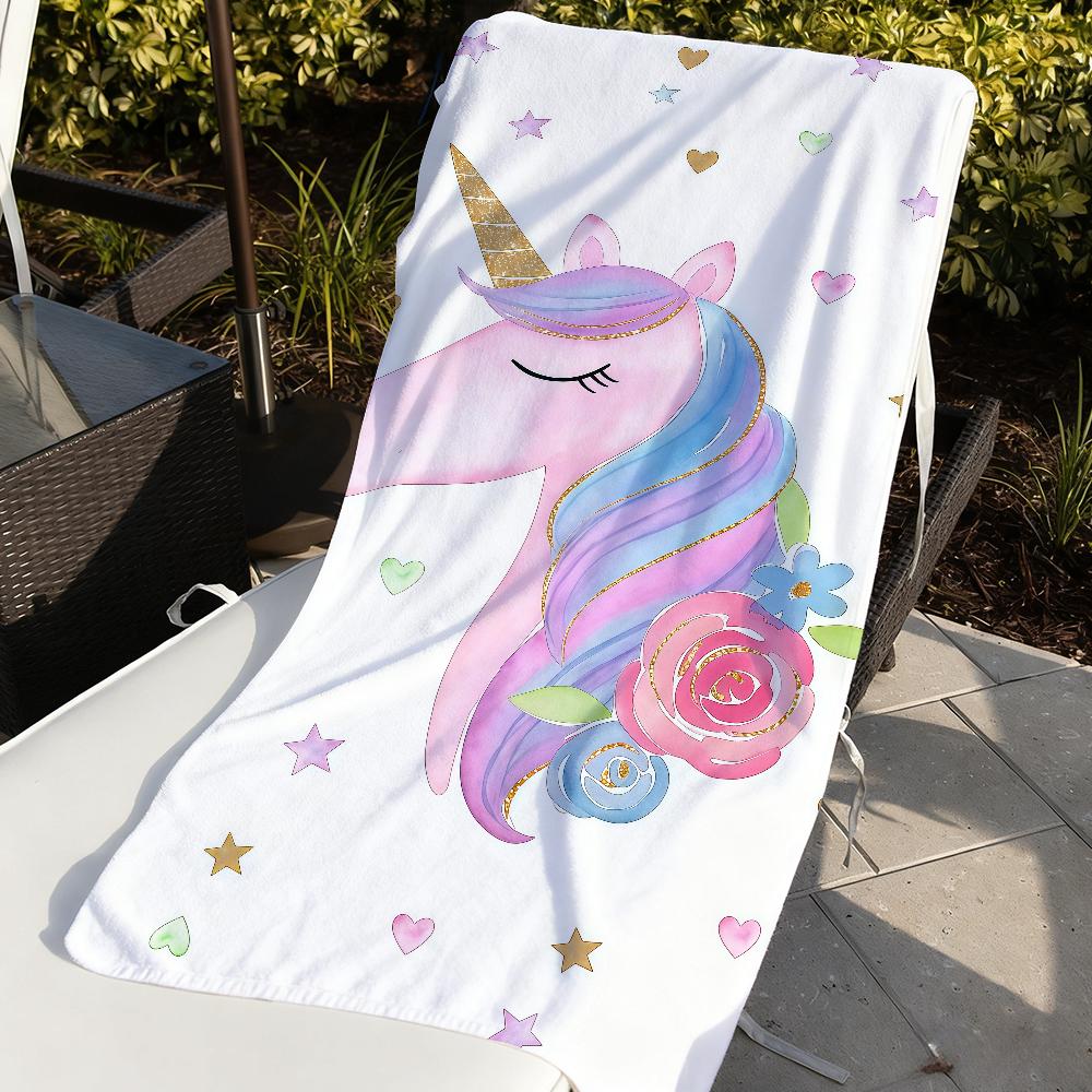 Cute Unicorn Towel Quick Drying Beach Towels Are Suitable For Swimming Pools Camping Yoga And The Gym