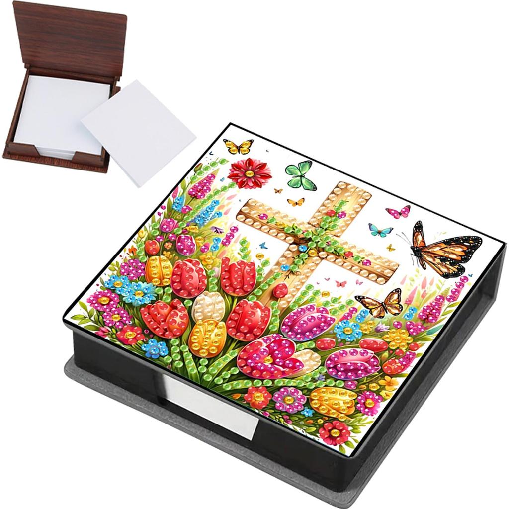 Animals Leather Gem Painting Memo Pad Holder Mosaic Kit Diamond Art Note Box with 160 Sheets of Paper for Adults Beginners