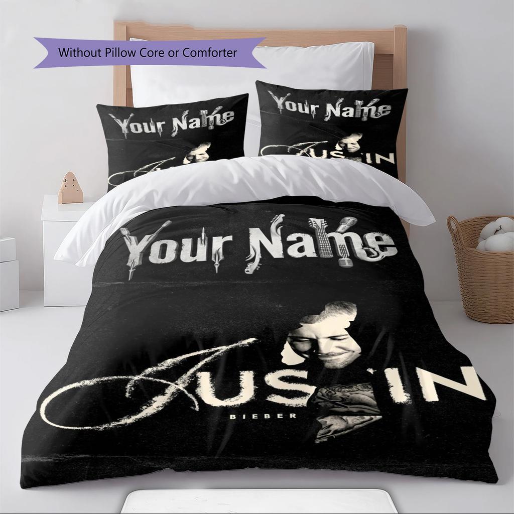 Name Custom Bieber Pattern Bedding Set Quilt Cover Pillowcase Home Decor Gift (1 * duvet cover + 2 * pillowcase, without core)