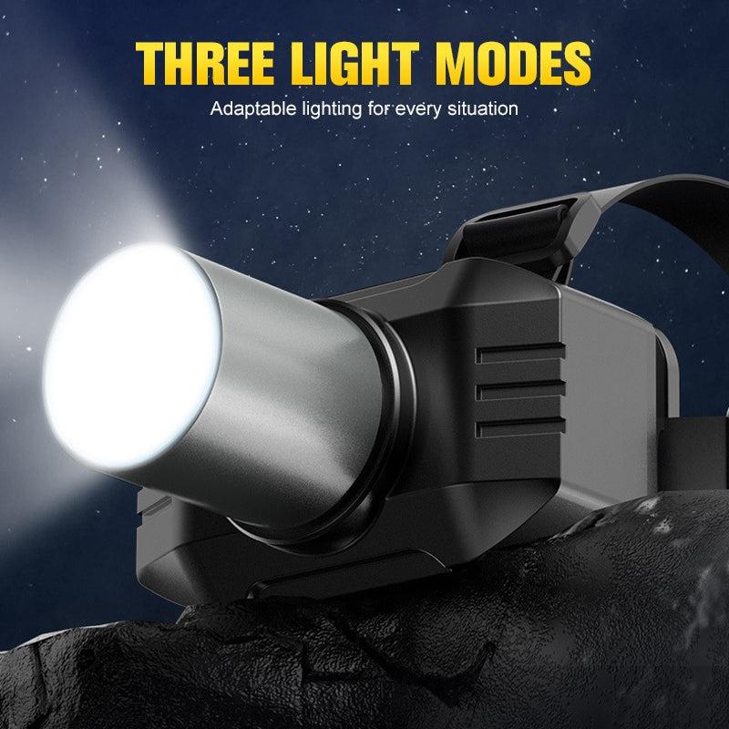 1200mAh Strong Light LED Headlight Super Bright Zoom Head Mounted Flashlight USB Rechargeable Portable Camping EDC Torch Fishing Lantern