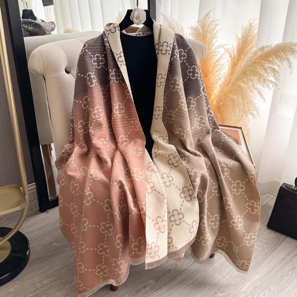 Luxury Print Cashmere Poncho Shawl Thick Pashmina Winter Wrap Casual Hijab Stole Warm Bufanda Echarpe For Women