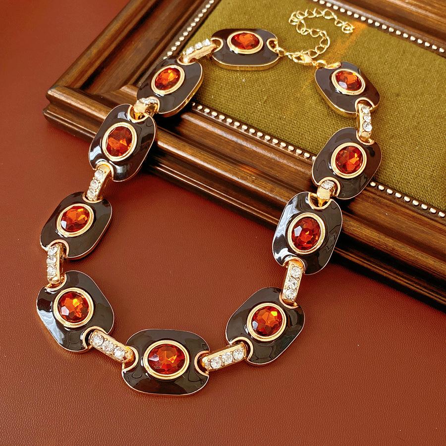Acrylic Oval Diamond Ring Bracelet Earrings Necklace Accessories Women's Clavicle Chain Versatile Necklace