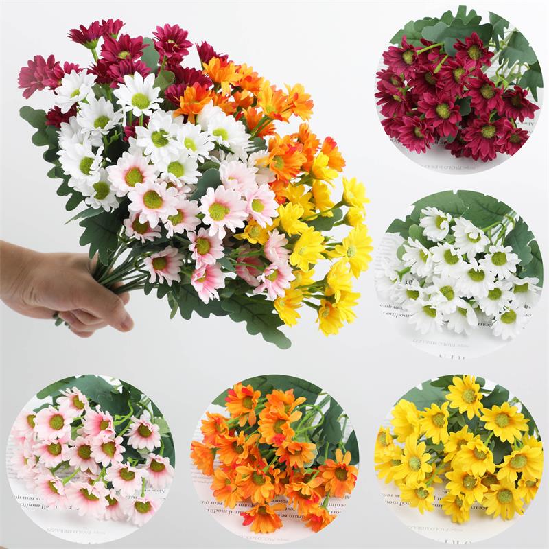 Funsdecor Mums, Artificial Sunset Mums, Artificial Outdoor Sunset Mums Flowers