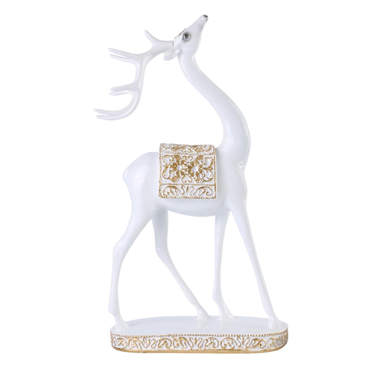 Decorative Deer Figurine Elk Sculpture Decor Modern Desktop Ornament Animal Statue for Desk Office Fireplace Cabinet Entrance
