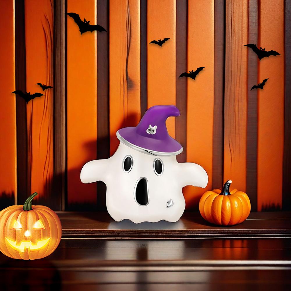 Halloween Party Series Copper Luminous Magic Hat Ghost Beads Fit Charms Bracelet For Jewelry Making Women Gifts