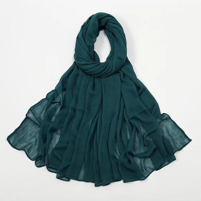 Rayon Crinkle Muslim Women Hijab Viscose Cotton Turbans For Woman Wrinkle Islamic Shawls And Wraps Ramadan Hijabs Scarf 180*70Cm