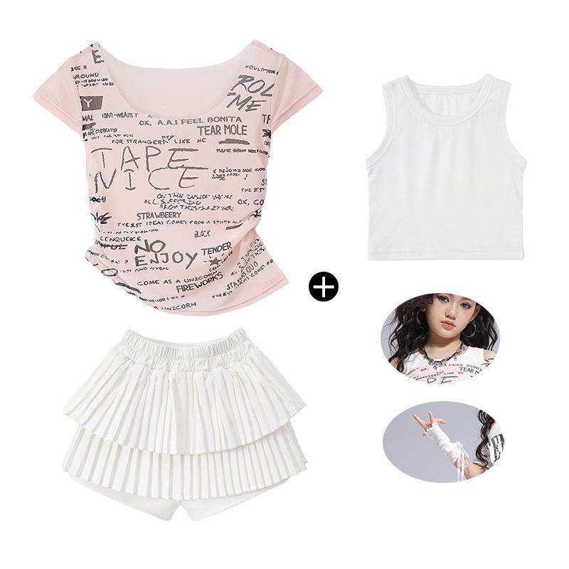 Children's Jazz Dance Costume Girls Sweet Cool Children's Catwalk JAZZ Women's Troupe Vest Girls Street Dance Costume Summer