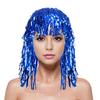 Foil Tinsel Wigs for Adults Fancy Dress Party Shiny Tinsel Wig Metallic Masquerade Disco Hat for Photo Booth Prop Cosplay Supplies