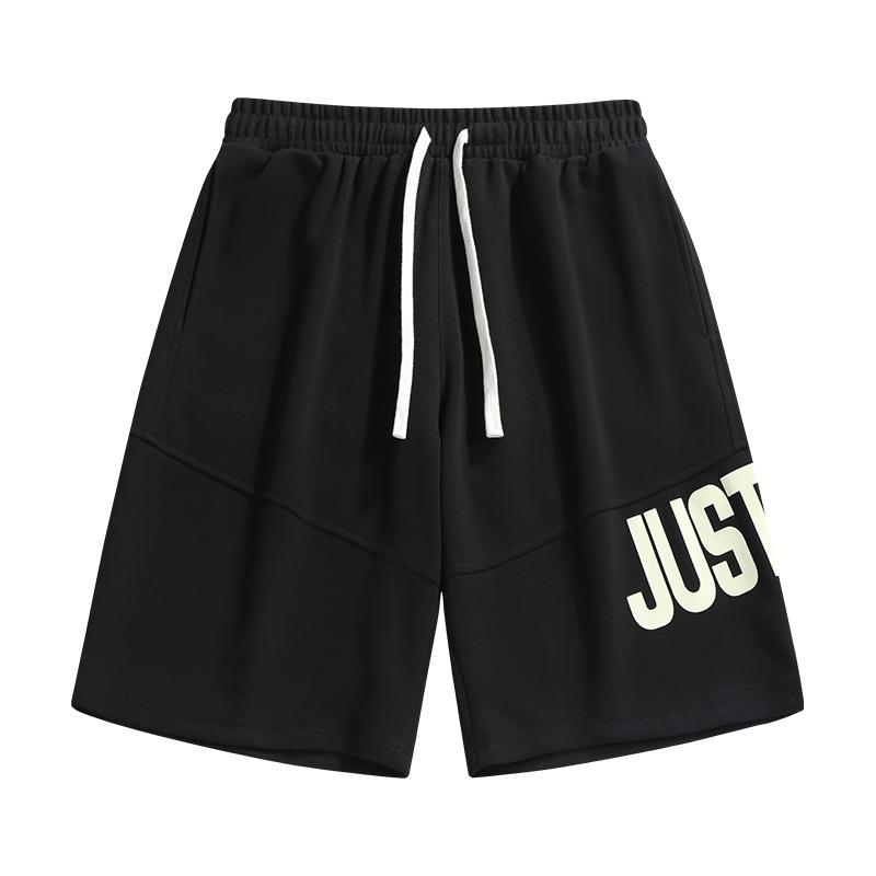 Summer Elastic Waist Letter Printing Shorts Male Loose Casual All-match Sports Shorts Men Knee Length Short Pants