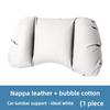 Universal Car Headrest and Lumbar Support Cushion Set Perforated Nappa Leather Neck Pillow with Adjustable Strap for Most Cars