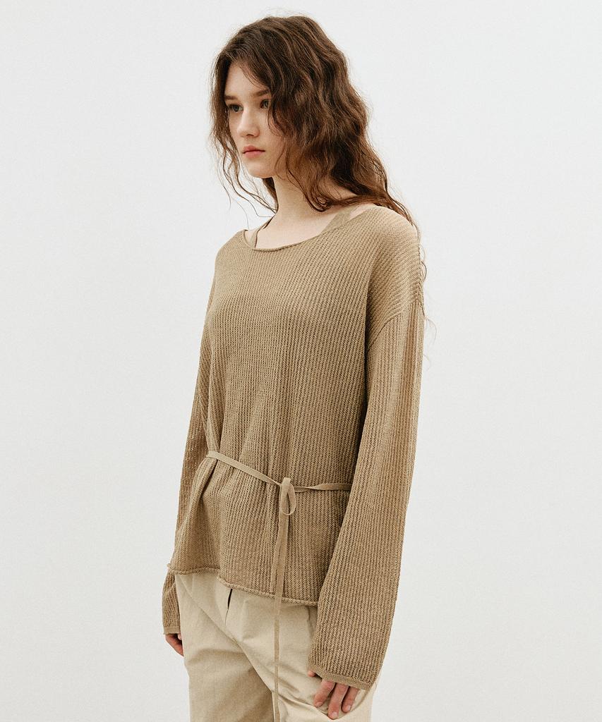 ARTID Linen Oversized Layered Knit Set_Khaki
