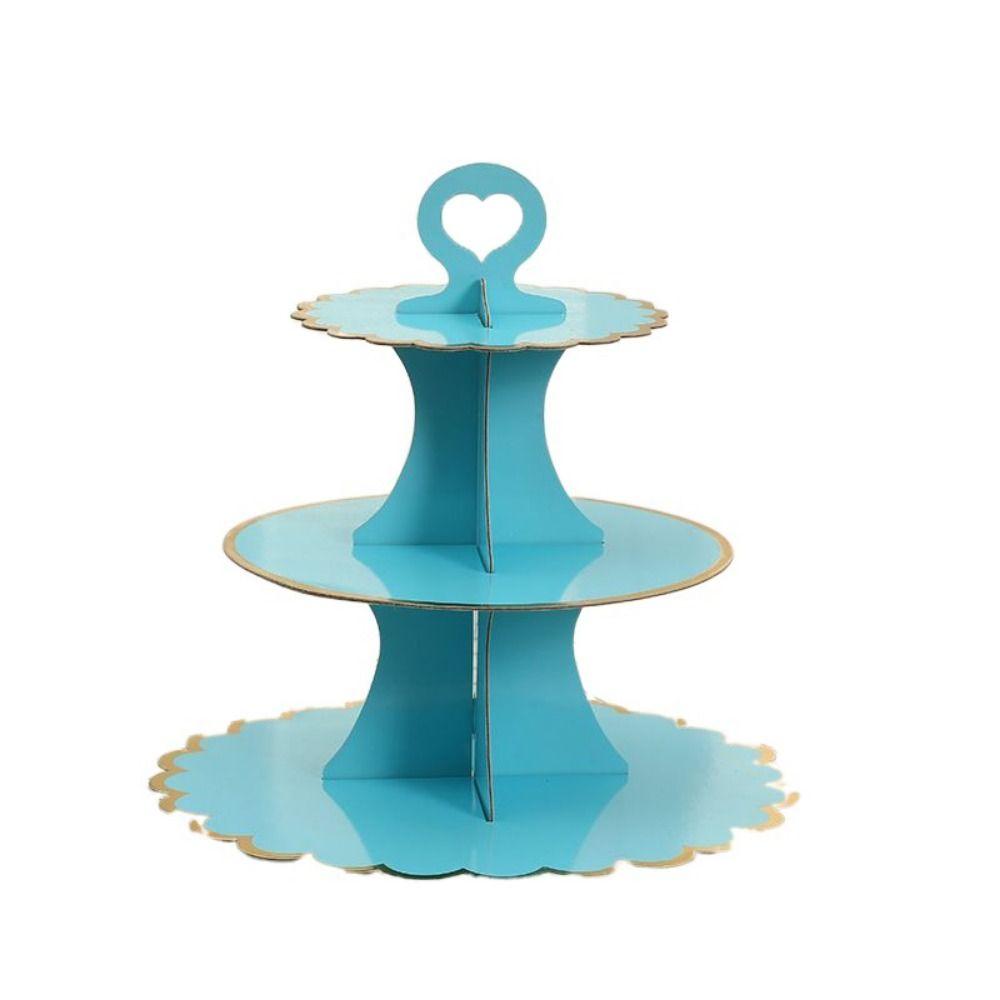 

Позолоченная подставка для торта с золотым тиснением Одноразовая стойка для десертов Бумажный поднос для торта Сервировка десертов L синий