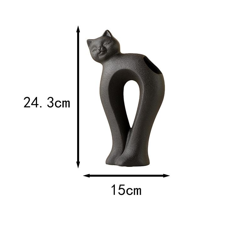 Křivá kočka Keramická váza Květináče Stolní dekorace Aranžování květin Roztomilé kotě Květinové vázy Estetická dekorace místnosti