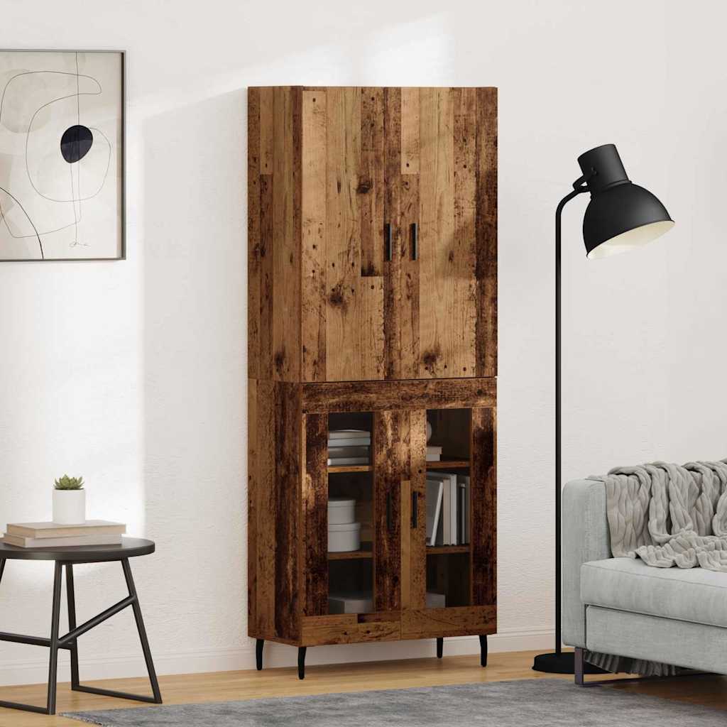 Wall Mounted Highboard Reclaimed Wood Look 69.5 x 34 x 180 cm Engineered Wood