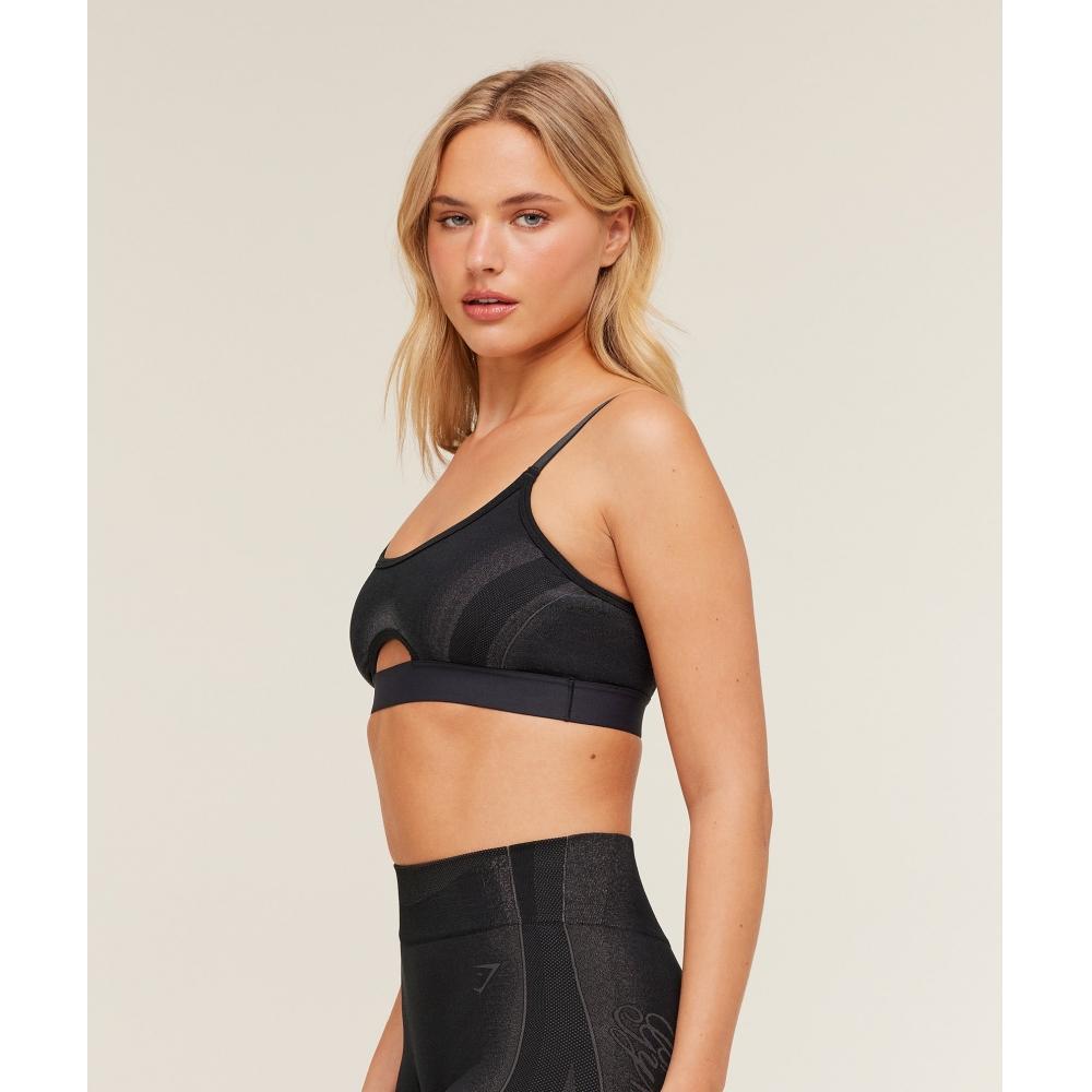 Gymshark Charge Seamless Sports Bra Black Graphite Grey B4c1x Bb29