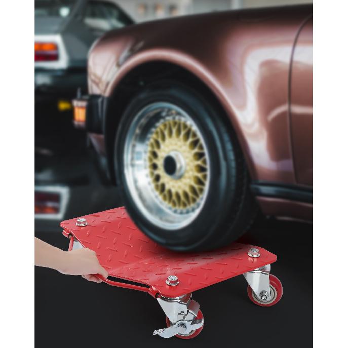 Car Tire Wheel Trolley Dollies 2/4PCS 1500lb Each Weight Capacity Vehicle Skate Moving Tire with 4 Casters Auto Repair Mover Tire Chucks 1