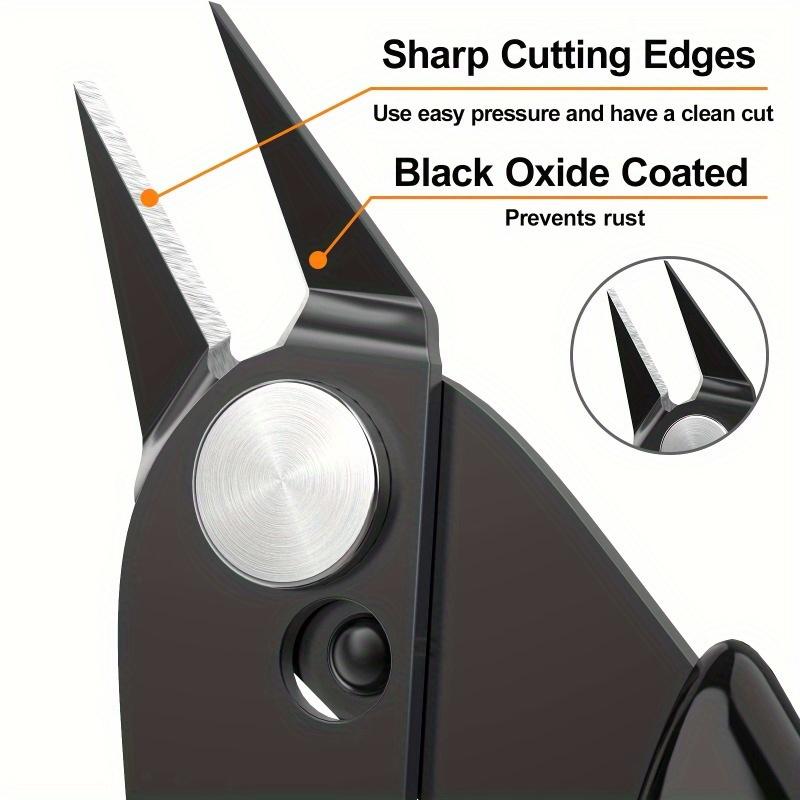 2pcs Precision Flush Cut Nippers - 5" Stainless Steel Wire Cutters with Black Plastic Handles for Jewelry, 3D Printing & Zip Tie Removal