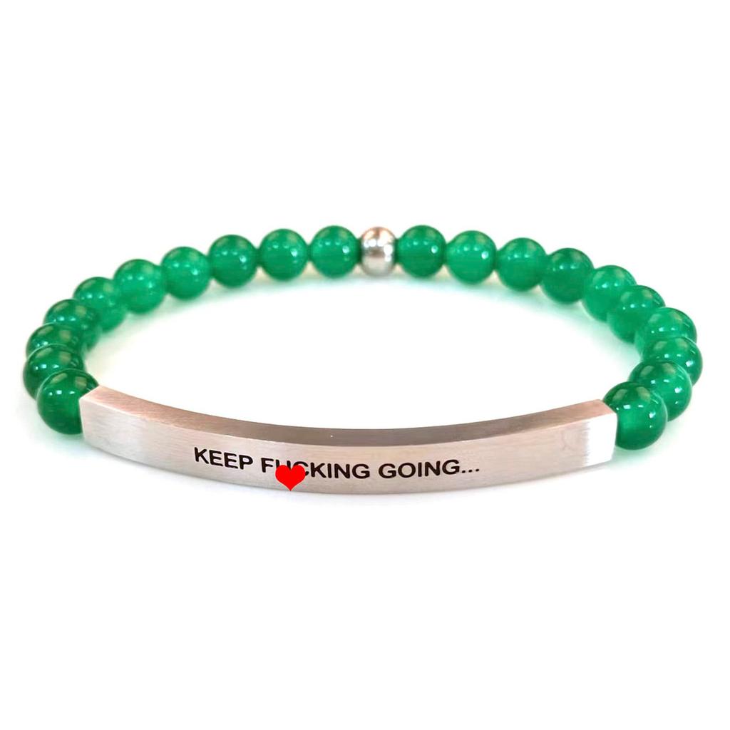 6Mm steel ball obsidian powder chalcedony stainless steel elbow lettering aquamarine bracelet