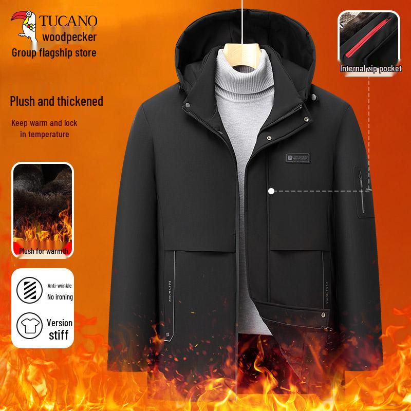 Men's Winter Cotton Padded Jacket for Middle-aged & Elderly - Warm Grandpa Coat