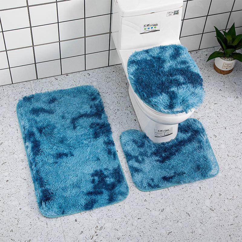 3Pcs/Set Tie-Dye Bathroom Mat Set Colorful Non-slip Bath WC Carpets Rectangle U-shape Bathroom Toilet Rugs and Lid Cover Kit