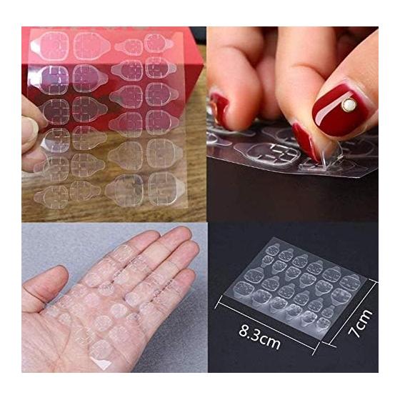 Double-Sided Tape for Nails, Super Strong Double-Sided Tape, Nail Adhesive, Tip Art Fake Nail Tips, DIY Jelly Nail Art Sticker Decal (Set of 20)