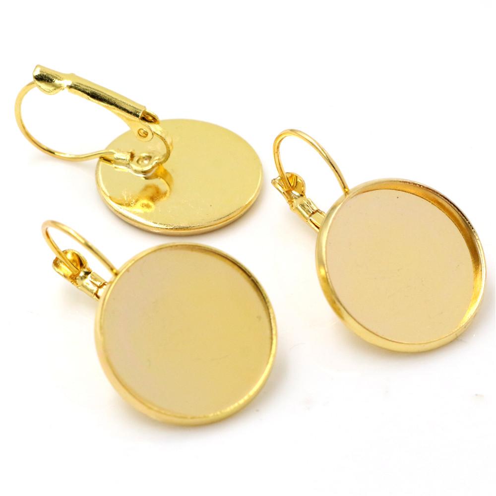18mm 10pcs 9 Colors Plated French Lever Back Earrings Blank/Base,Fit 18mm Glass Cabochons,Buttons;Earring Bezels