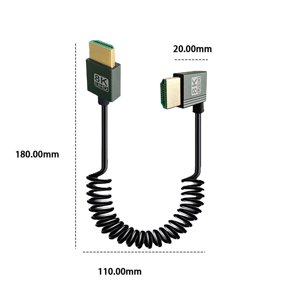 8K Ultra HD HDMI-Compatible To HDMI-Compatible Coiled Cable Male To Male Extreme Thin HDMI-Compatible 2.1 Cable 8K@60Hz 4K@120Hz