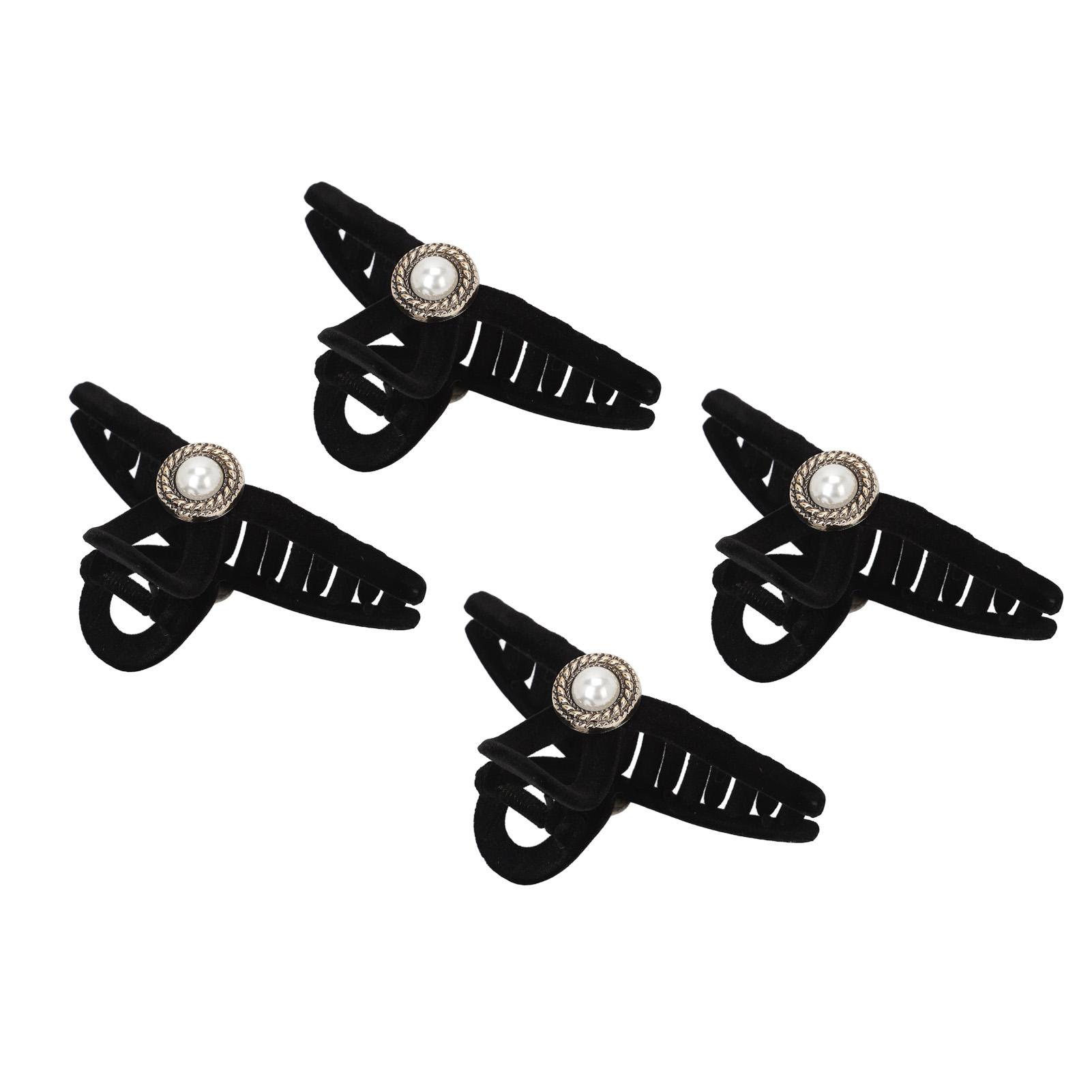 

4 шт. Зажим для волос с искусственным жемчугом, прочный держатель, элегантный, универсальный, бархатное флокирование