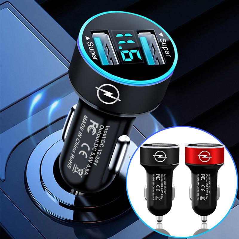 Car Charger 2 USB Ports Fast Charging Digital Display Car Accessories For Opel Astra J Insignia Astra G Corsa Zafira B Mokka Vivaro Meriva
