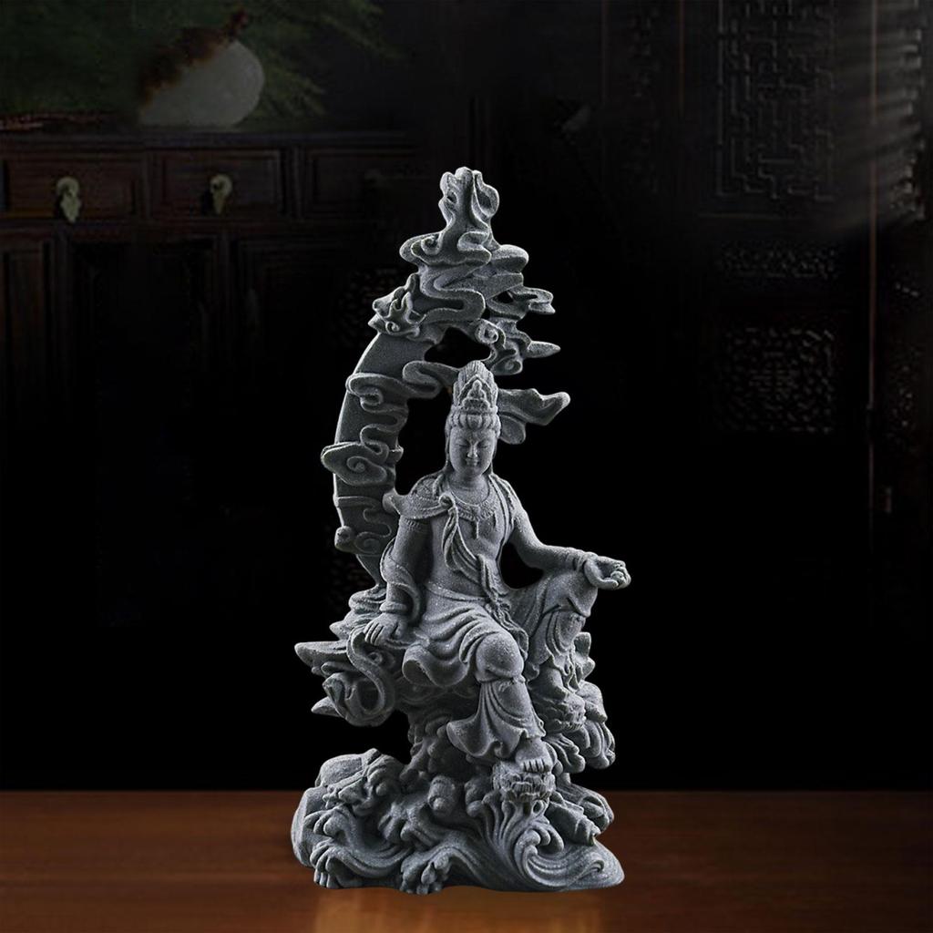 Guan Yin Statue Traditional Ornament Collection Decoration Female Buddha Sculpture for Living Room Office Bedroom Desktop