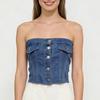 Damen Kurzes Slim Und Sexy Denim Trägerloses Top